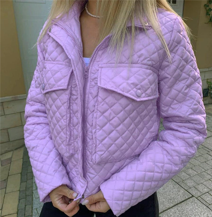Women’s Cozy Street Style Winter Jacket – Loose Fit & Zipper Front